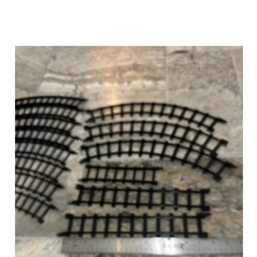 Black Plastic Model Train Track Set 14 Piece Lot Curved and Straight Pieces EUC